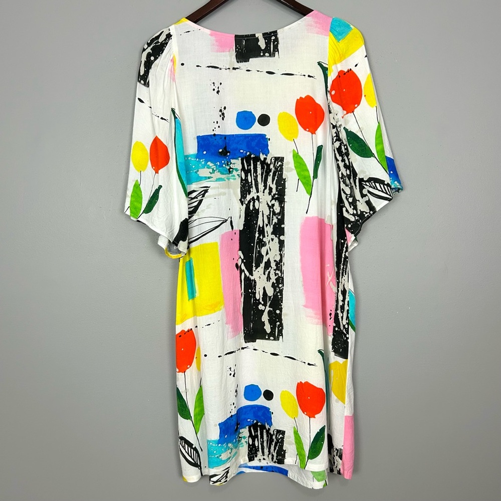 Jams World Hattie Shift Dress Women’s Sz M Tweet Print Colorful Abstract Hawaii - Picture 5 of 8